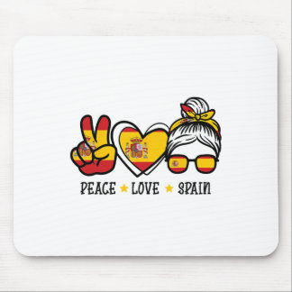 Peace Love Spain Messy Bun Spanish Soccer Fan Wome Mouse Pad