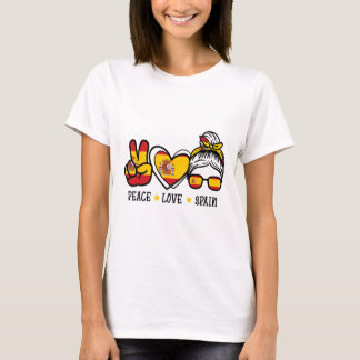 Peace Love Spain Messy Bun Spanish Soccer Fan Wome T-Shirt