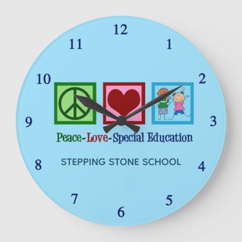 Peace Love Special Education Large Clock