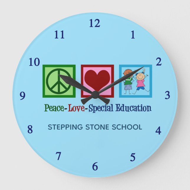 Peace Love Special Education Large Clock (Front)