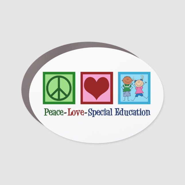 Peace Love Special Education Teacher Car Magnet (Front)