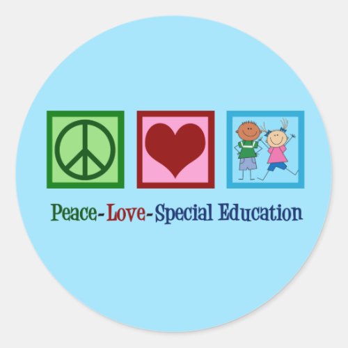 Peace Love Special Education Teacher Classic Round Sticker