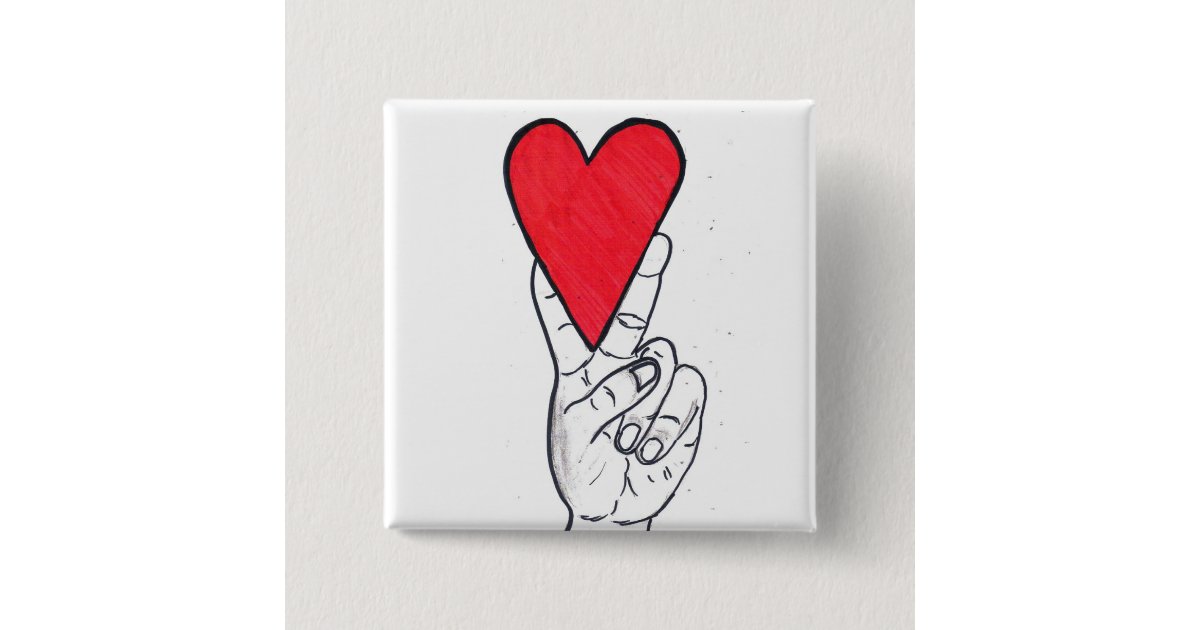 Peace & love square pinback button | Zazzle