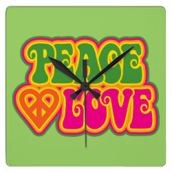 Peace Love Square Wall Clock