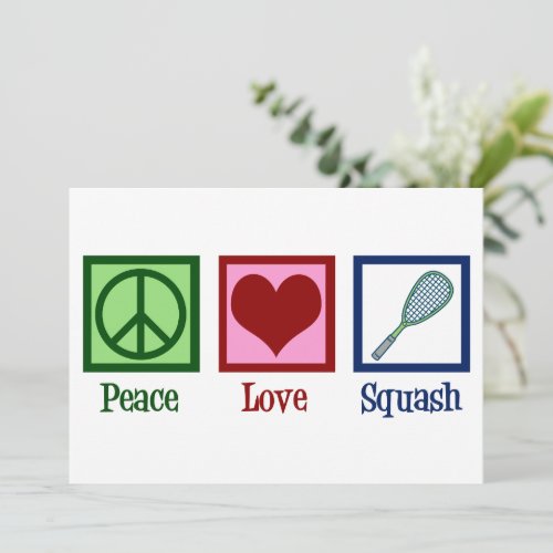Peace Love Squash Player Christmas Holiday Card