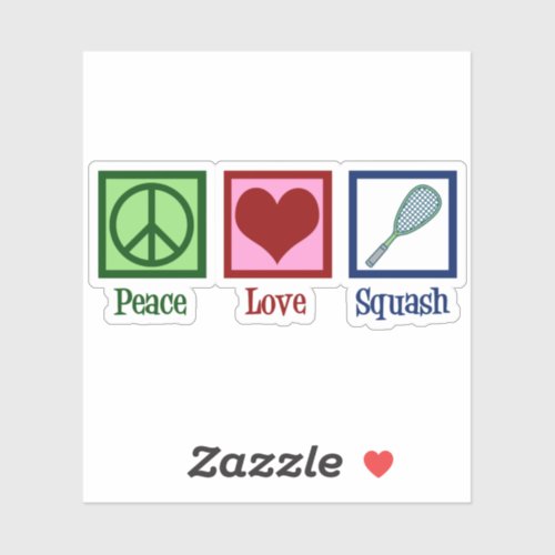 Peace Love Squash Player Racquet Sports Sticker