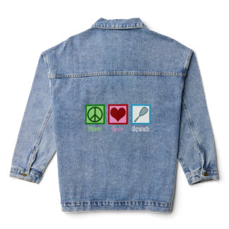 Peace Love Squash Racquet Sports Denim Jacket