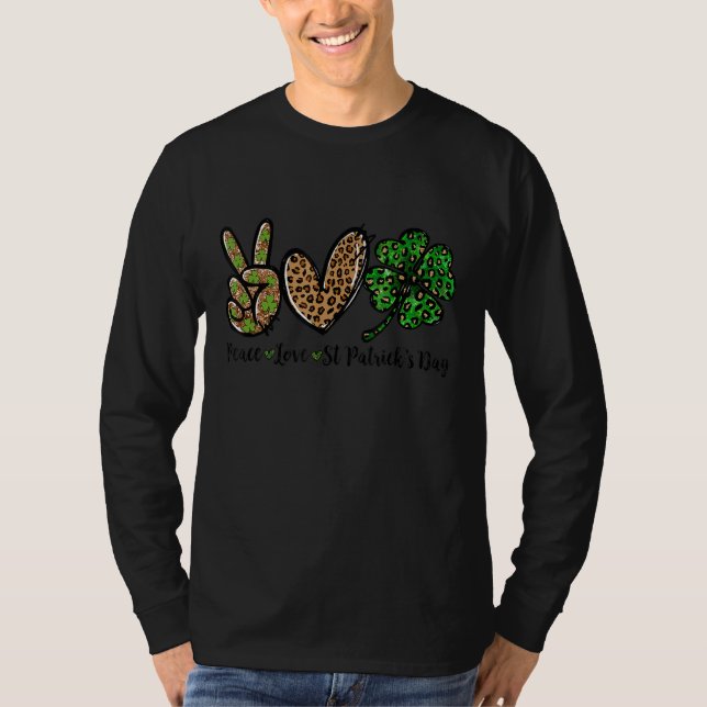 Peace Love St Patrick S Day Lucky C  Boys Girls Ki T-Shirt (Front)