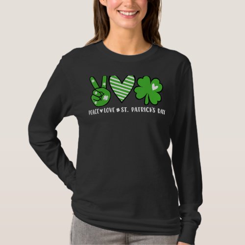 Peace Love St Patricks Day Clover Mens Womens Kids T_Shirt