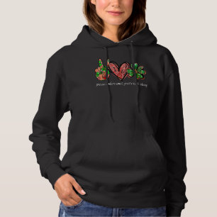 Peace Love St Patrick's Day Glitter Shamrock Men W Hoodie
