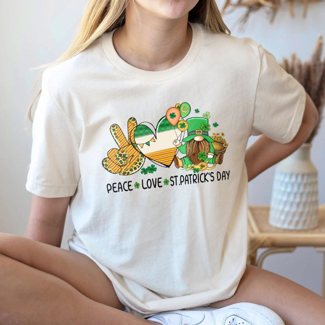 Peace Love St. Patricks Day Shirt, Shamrock leaf T-Shirt (Creator Uploaded)