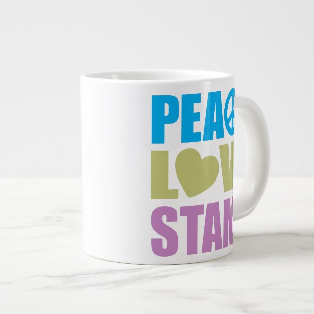 Peace Love Stamp Large Coffee Mug (Front Right)