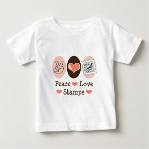 Peace Love Stamps Postage Stamp Baby T shirt