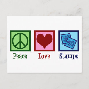 Peace Love Stamps Postcard