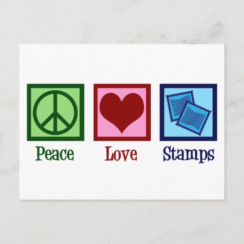 Peace Love Stamps Postcard