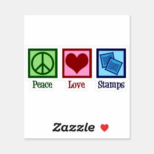 Peace Love Stamps  Stamp Collector Sticker