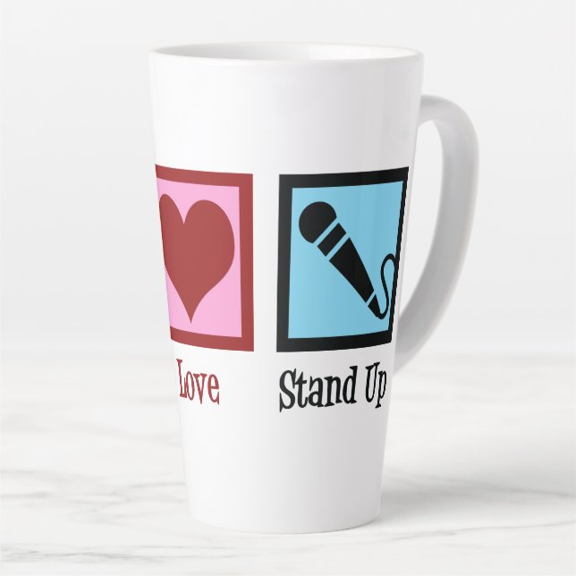 Peace Love Stand Up Comedy Latte Mug (Right Angle)