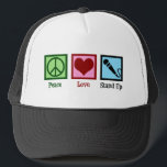Peace Love Stand Up Comedy Trucker Hat<br><div class="desc">Peace Love Stand Up Comedy. A cute standup comedian gift for a comic who likes to perform funny sets at open mic night at comedy clubs.</div>