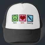 Peace Love Stand Up Comedy Trucker Hat<br><div class="desc">Peace Love Stand Up Comedy. A cute standup comedian gift for a comic who likes to perform funny sets at open mic night at comedy clubs.</div>