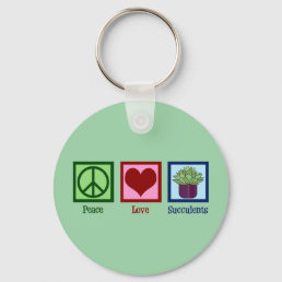 Peace Love Succulents Keychain