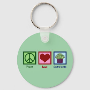 Peace Love Succulents Keychain