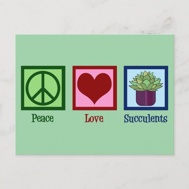 Peace Love Succulents Postcard (Front)