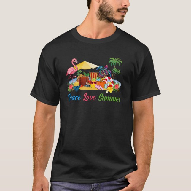 Peace Love Summer Beach Turtle Tropical Vacation T T-Shirt (Front)