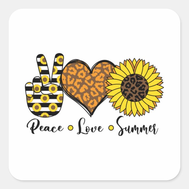 Peace Love Summer Cool T Shirt Square Sticker (Front)