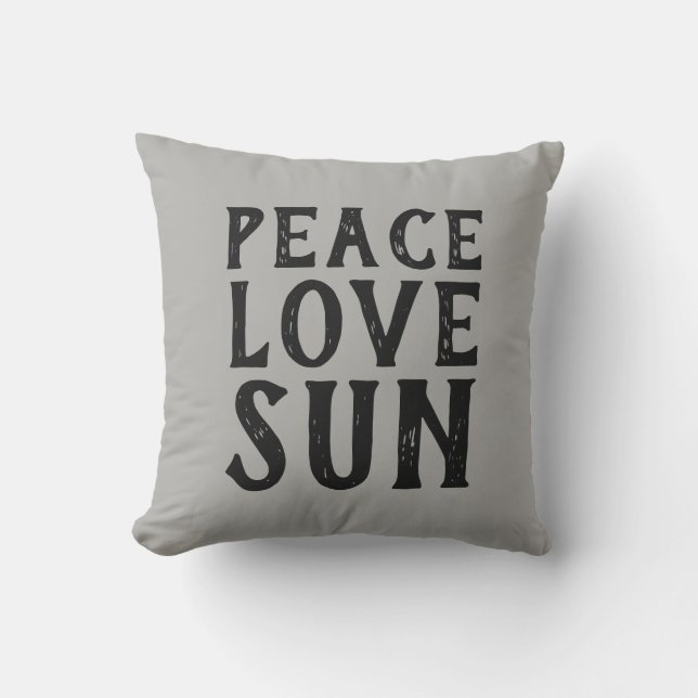 PEACE LOVE SUN typography | Outdoor Pillow (Front)