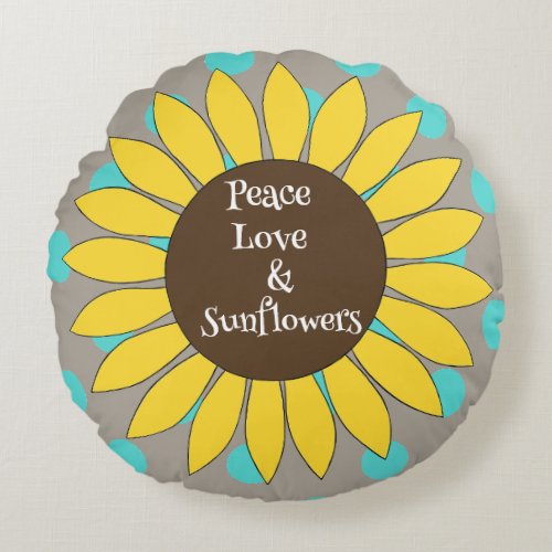 Peace Love Sunflower  Boho Floral Pillow