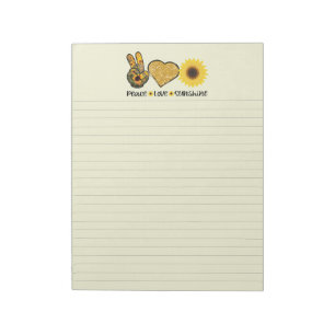 Peace Love Sunflowers Lined Notepad