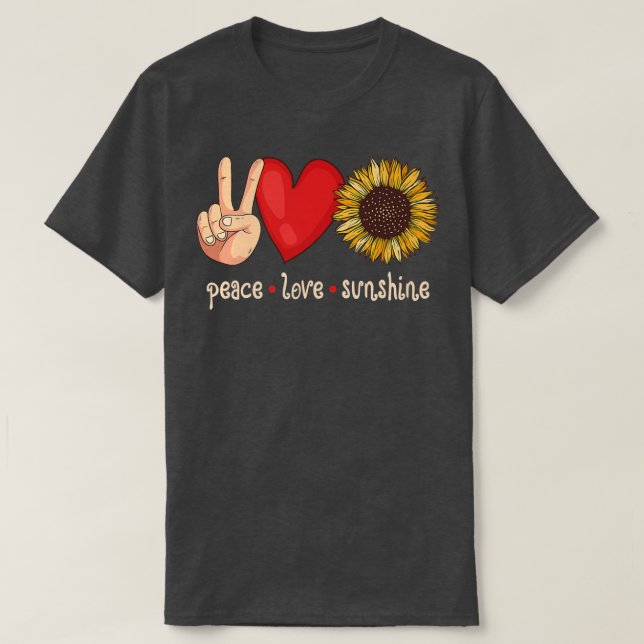 Peace Love Sunshine Large Plants Sunflower Premium T-Shirt (Design Front)