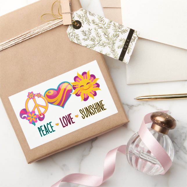 Peace Love Sunshine Rectangular Sticker (Gifting)