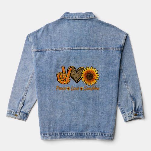 Peace Love Sunshine Sunflower Hippie Retro 60s 70s Denim Jacket