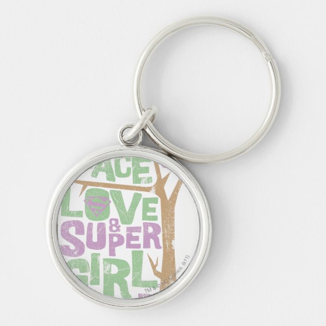 Peace Love & Supergirl Power Keychain (Front)