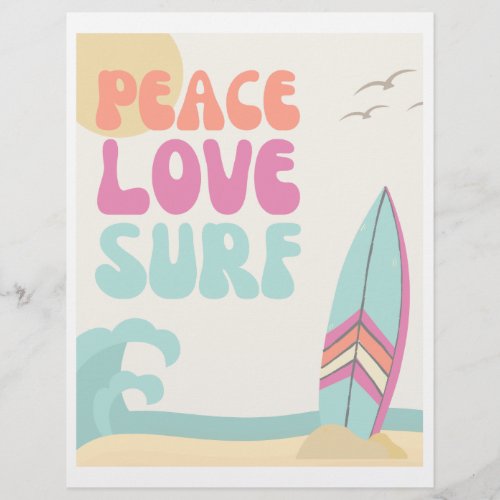 Peace Love Surf Sign  Surf Party Sign  Beach