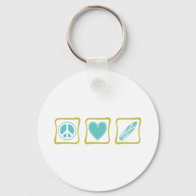 Peace Love Surf Squares Keychain (Front)