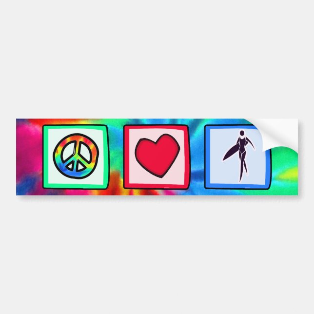 Peace, Love, Surfer Girls Bumper Sticker (Front)