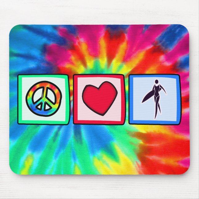 Peace, Love, Surfer Girls Mouse Pad (Front)
