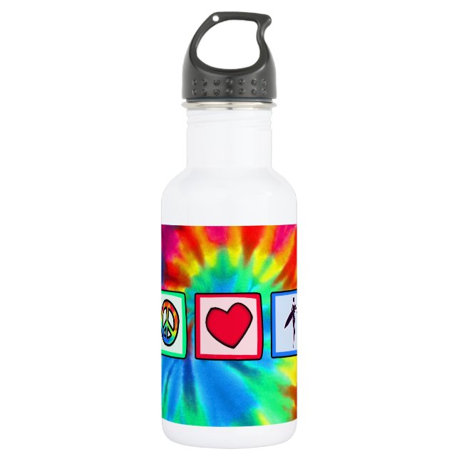 Peace, Love, Surfer Girls Water Bottle (Front)