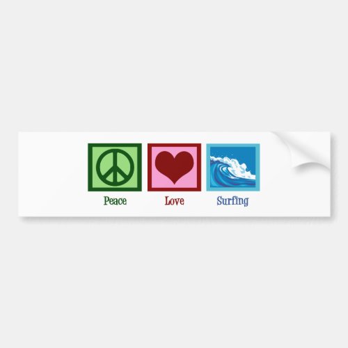 Peace Love Surfing Bumper Sticker