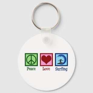 Peace Love Surfing Keychain