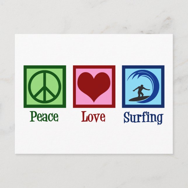 Peace Love Surfing Postcard (Front)