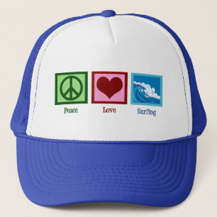 Peace Love Surfing Trucker Hat