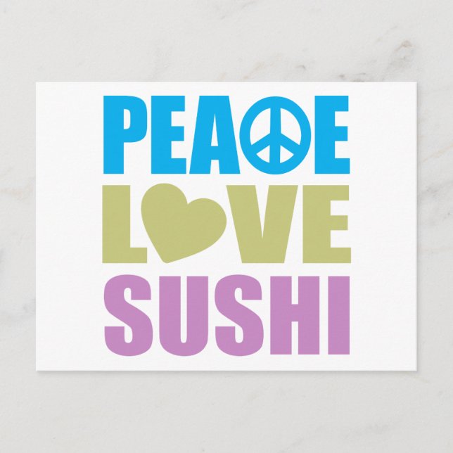 Peace Love Sushi Postcard (Front)