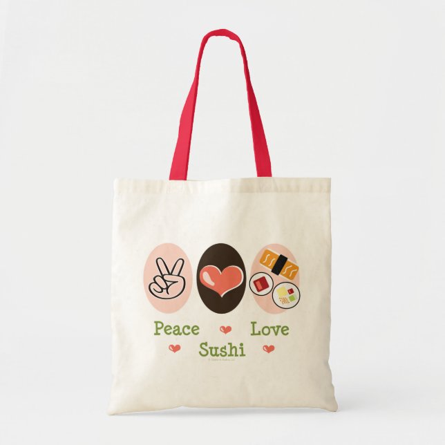 Peace Love Sushi Tote Bag (Front)