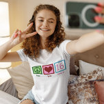 Peace Love Sweet 16 Cute 16th Birthday Girl T-Shirt<br><div class="desc">A cute 16th birthday party t-shirt gift for a teenage girl having a big sixteenth birthday bash. Peace sign,  heart,  and the number 16. Peace Love Sweet Sixteen in pretty pink and blue.</div>