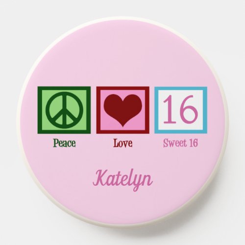 Peace Love Sweet 16 Cute 16th Birthday Pink PopSocket