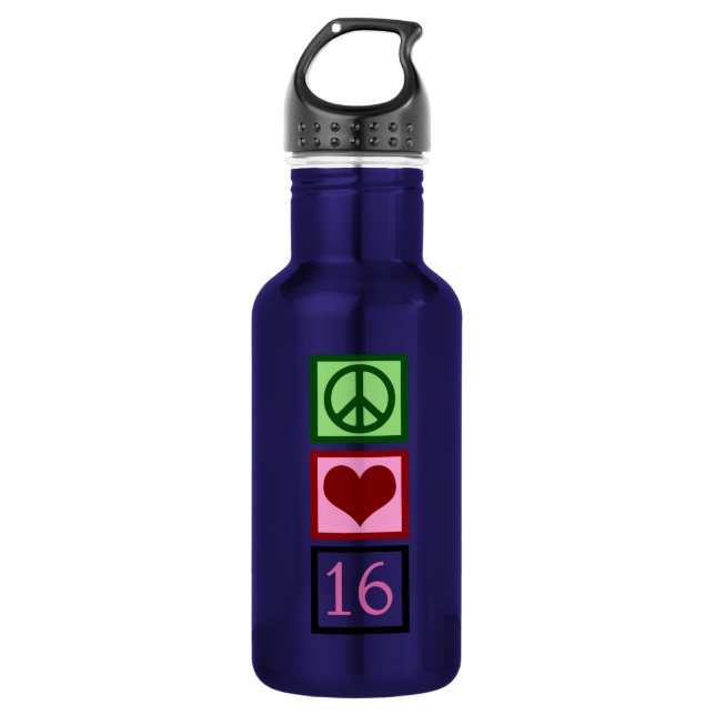 Peace Love Sweet 16 Water Bottle (Front)