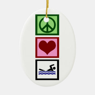 Peace Love Swim Ceramic Ornament